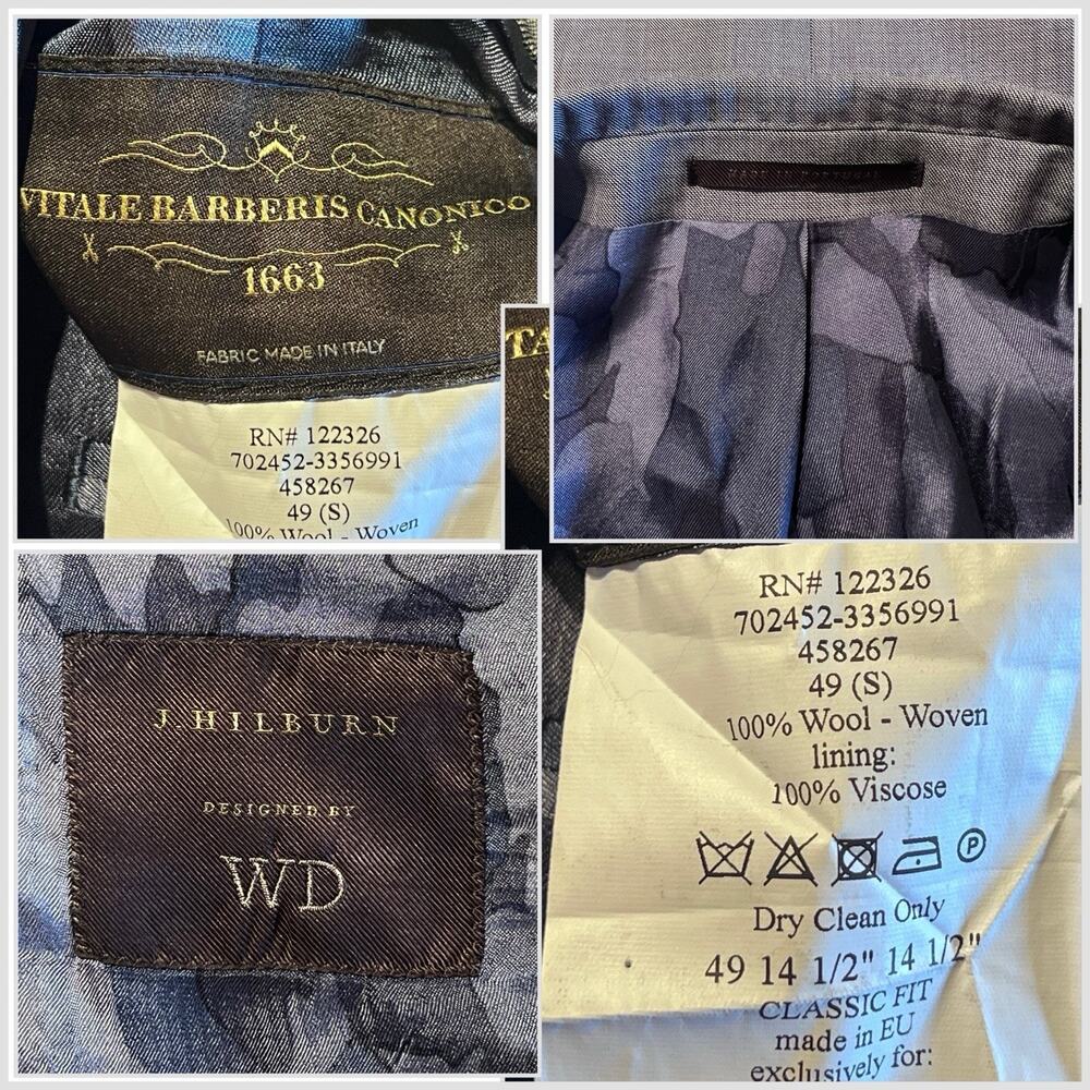 J Hilburn Custom 48-49S Gray Blue Undertones Finely Woven Blazer Short Arms - Picture 16 of 16